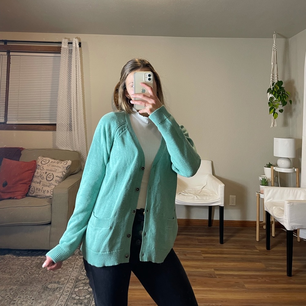 - Vintage Pendleton Teal Green Buttons Cardigan - image 2